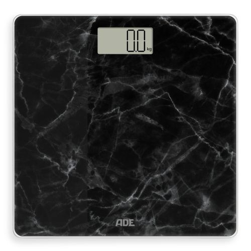 Waga łazienkowa, do 180 kg, 30 x 30 cm, marmurowy wzór, czarna / ADE