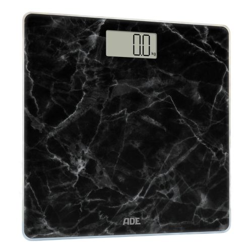 Waga łazienkowa, do 180 kg, 30 x 30 cm, marmurowy wzór, czarna / ADE