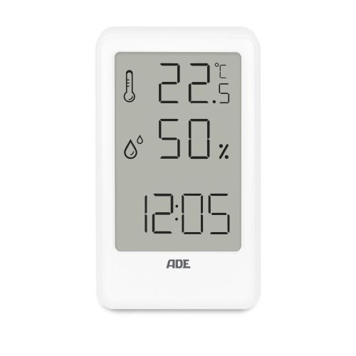 Elektroniczny higrometr/termometr wewnętrzny, 7 x 11 x 1,5 cm, biały / ADE