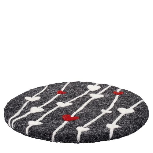 Podkładka pod gorące naczynia, śred. 21 cm, owcza wełna, szaro-biała / Cilio