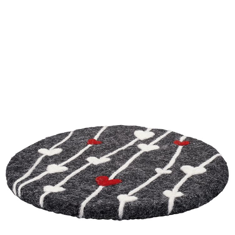 Podkładka pod gorące naczynia, śred. 21 cm, owcza wełna, szaro-biała / Cilio