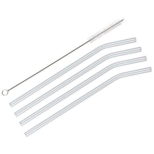 Słomki ze szczoteczką, 4 szt., 23 cm, szkło borokrzemowe, przezroczyste / Cilio