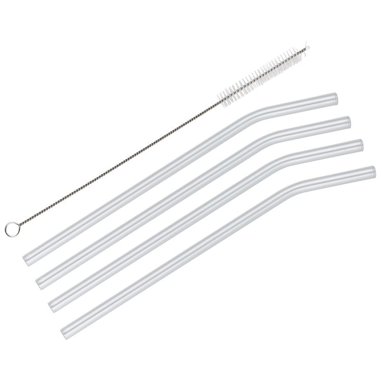 Słomki ze szczoteczką, 4 szt., 23 cm, szkło borokrzemowe, przezroczyste / Cilio