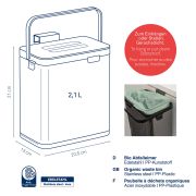 Kosz na odpady organiczne, stal nierdzewna/tworzywo sztuczne, 2,1 l, 20,5 x 13 x 21 cm / Kela