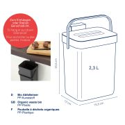 Kosz na odpady organiczne, tworzywo sztuczne, 2,3 l, 15,5 x 12 x 20,5 cm / Kela