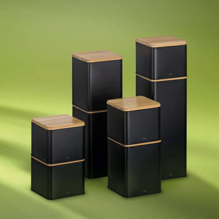 Pojemnik kuchenny, metal/bambus, 1,4 l, 11,5 x 11,5 x 14,5 cm / Kela