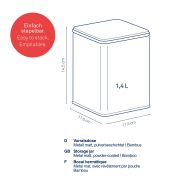 Pojemnik kuchenny, metal/bambus, 1,4 l, 11,5 x 11,5 x 14,5 cm / Kela
