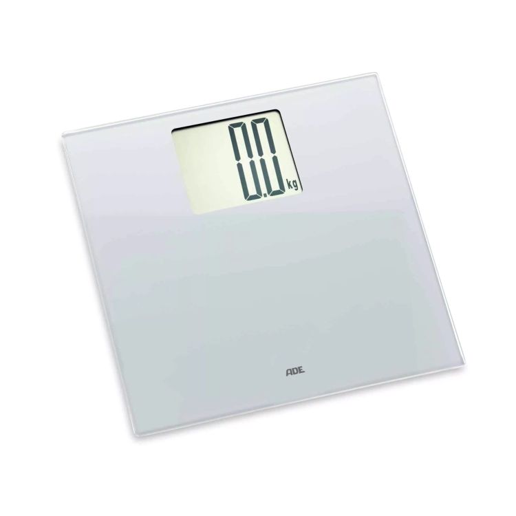 Waga łazienkowa z dużym wyświetlaczem, do 200 kg, 30 x 30 cm, srebrna / ADE