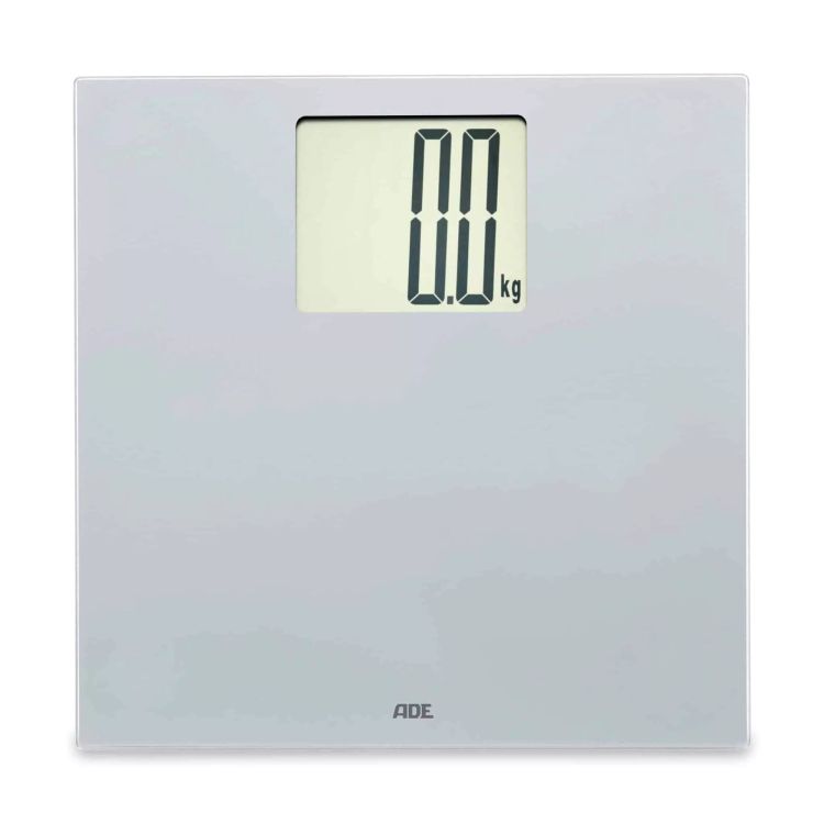 Waga łazienkowa z dużym wyświetlaczem, do 200 kg, 30 x 30 cm, srebrna / ADE