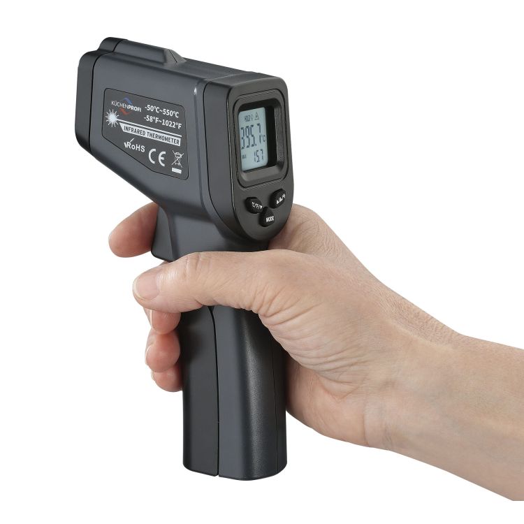 Bezdotykowy termometr na podczerwień, od -50°c do 550°c, 16,5 x 8 x 4 cm / Kuchenprofi