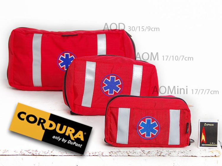 Mini Apteczka osobista z wyposażeniem AOMini Cordura odblaskowa - czerwona