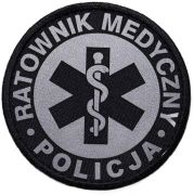 Emblemat odblaskowy RATOWNIK MEDYCZNY POLICJA na rzepie 8,5 cm