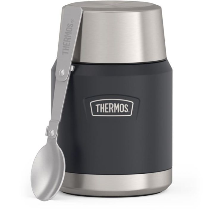 Termos na jedzenie Thermos z składaną łyżką i kubkiem 0,47 l - granit