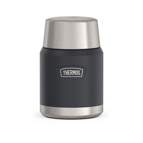Termos na jedzenie Thermos z składaną łyżką i kubkiem 0,47 l - granit