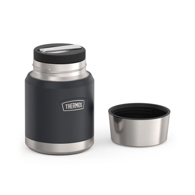 Termos na jedzenie Thermos z składaną łyżką i kubkiem 0,47 l - granit