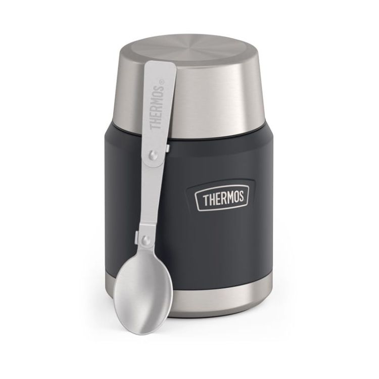 Termos na jedzenie Thermos z składaną łyżką i kubkiem 0,47 l - granit