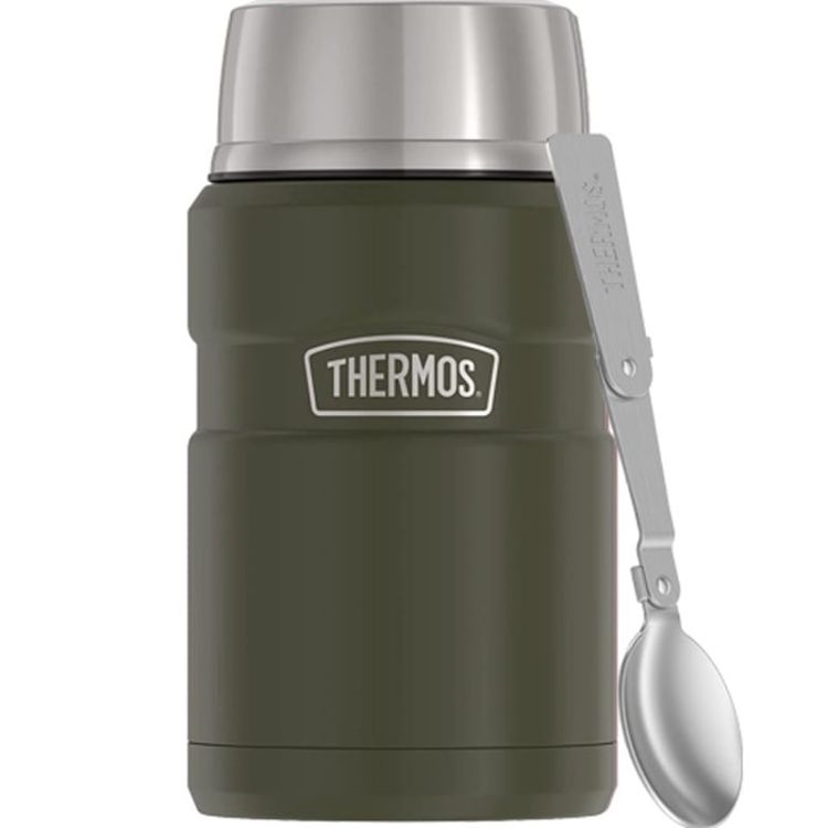 Termos na jedzenie Thermos z składaną łyżką i kubkiem 0,71 l - zieleń wojskowa