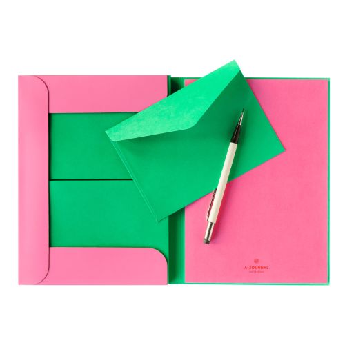 Papeteria z kopertami Pink + Green / A-Journal