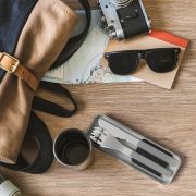 Sztućce na wynos w etui Slim Box Black / Monbento