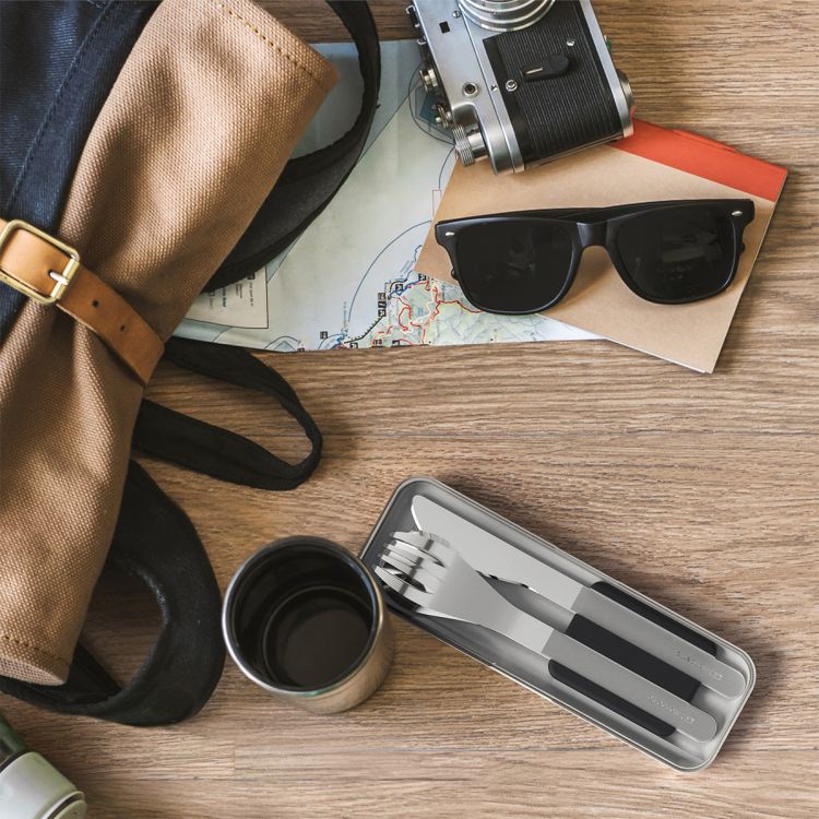 Sztućce na wynos w etui Slim Box Black / Monbento