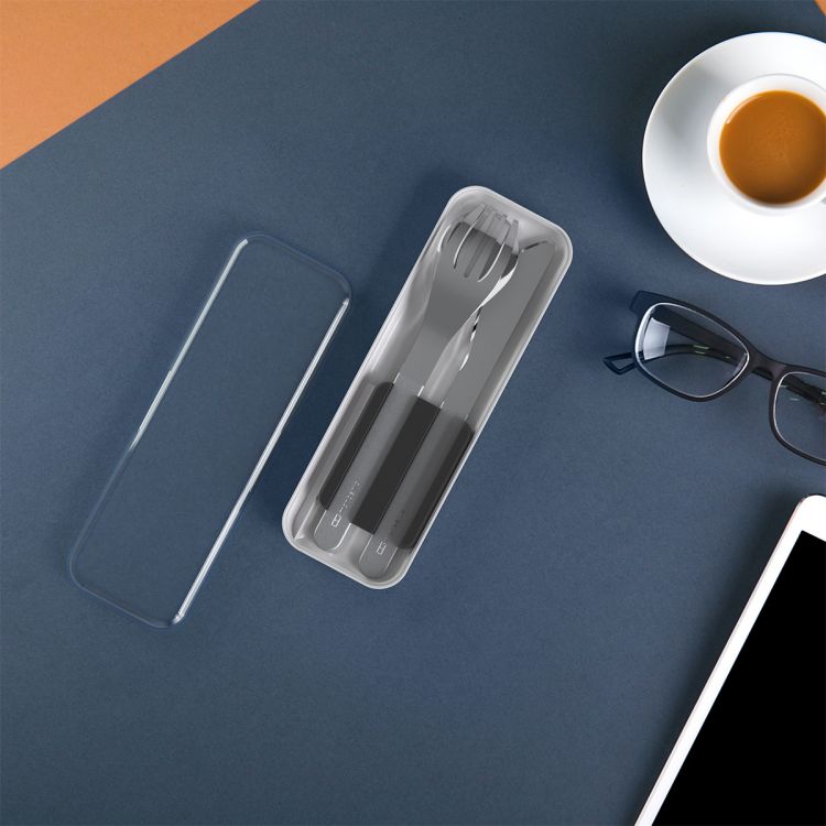 Sztućce na wynos w etui Slim Box Black / Monbento