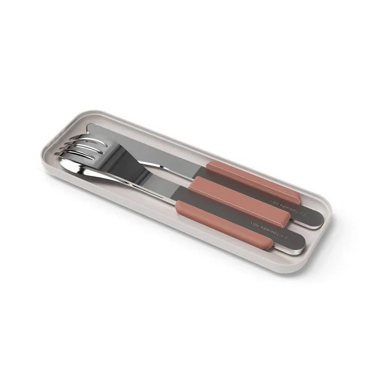 Slim Box sztućce na wynos w etui Pink Moka / Monbento