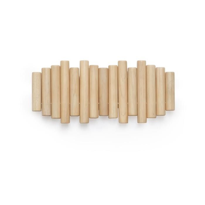 Wieszak drewniany 5 haków naturalny, PICKET / Umbra