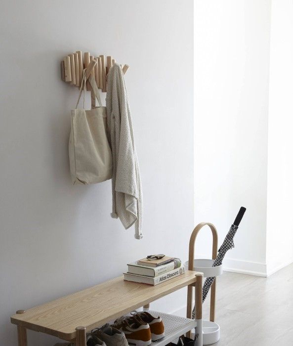 Wieszak drewniany 5 haków naturalny, PICKET / Umbra