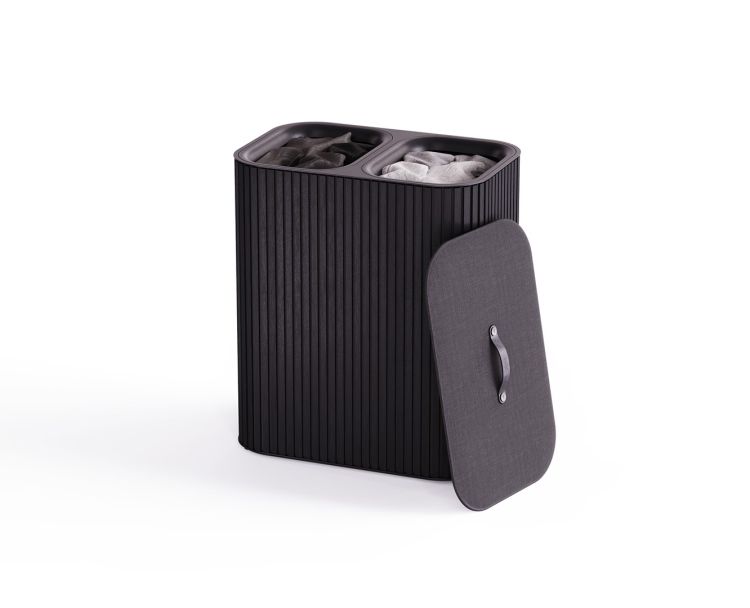 Kosz na pranie 90l bambus czarny Tota Twin Luxe / Joseph Joseph