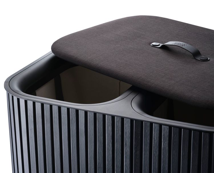 Kosz na pranie 90l bambus czarny Tota Twin Luxe / Joseph Joseph