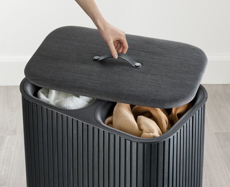 Kosz na pranie 90l bambus czarny Tota Twin Luxe / Joseph Joseph