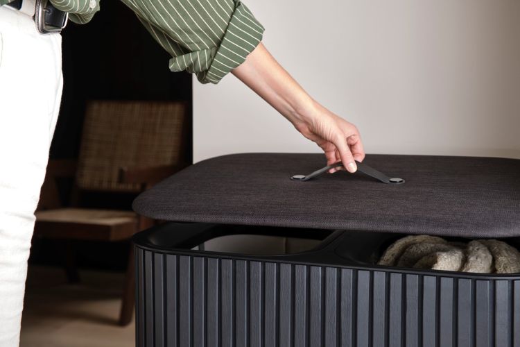 Kosz na pranie 90l bambus czarny Tota Twin Luxe / Joseph Joseph