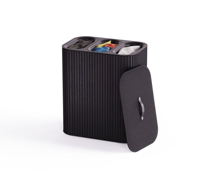 Kosz na pranie 90l bambus czarny Tota Trio Luxe / Joseph Joseph
