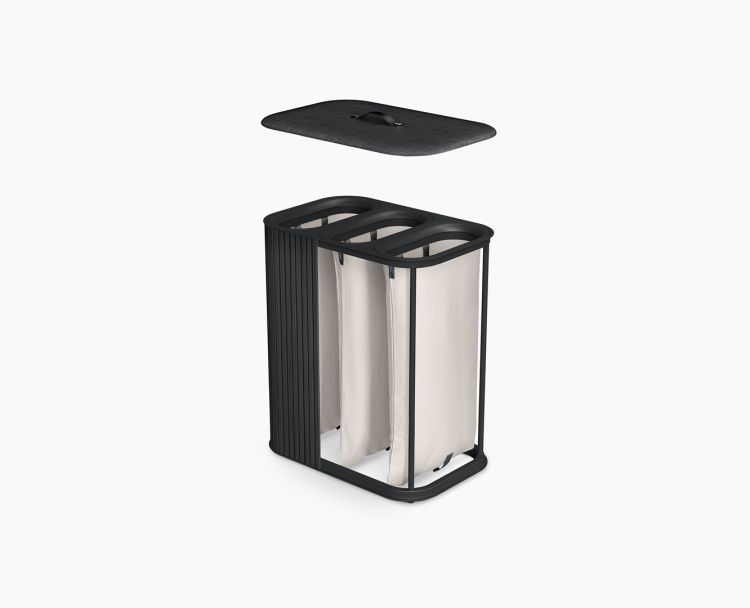 Kosz na pranie 90l bambus czarny Tota Trio Luxe / Joseph Joseph