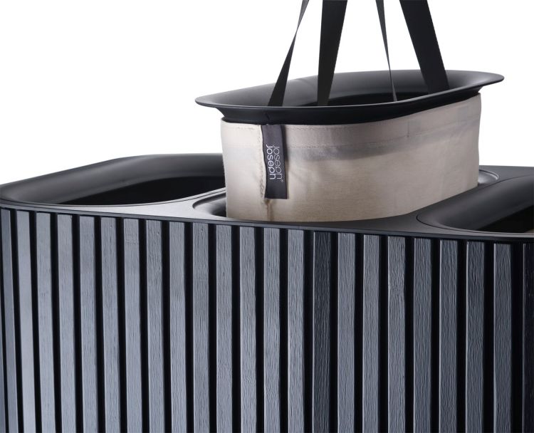 Kosz na pranie 90l bambus czarny Tota Trio Luxe / Joseph Joseph