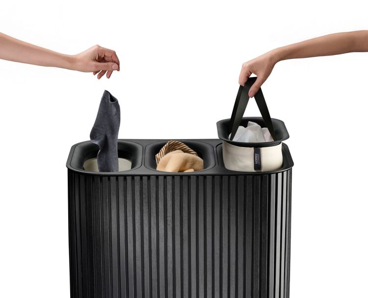 Kosz na pranie 90l bambus czarny Tota Trio Luxe / Joseph Joseph
