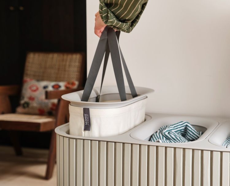 Kosz na pranie 90l bambus beż Tota Trio Luxe / Joseph Joseph