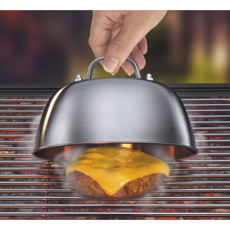 Pokrywka do grillowania burgerów Kuchenprofi BBQ, stal nierdzewna, śred. 16 x 9,5 cm