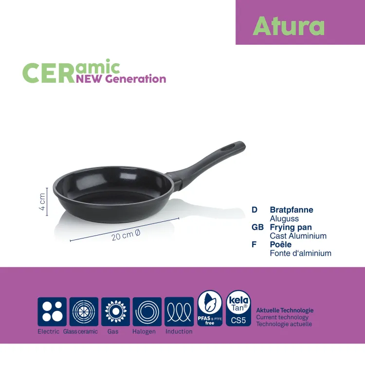 Patelnia ceramiczna 20cm czarna Atura / Kela
