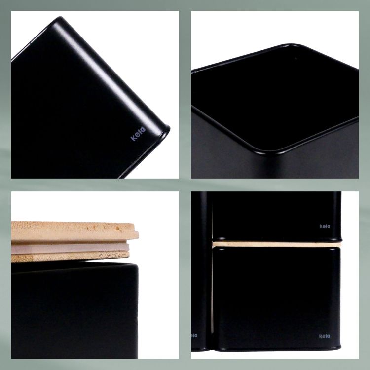 Pojemnik kuchenny Kela Kiril, metal/bambus, 3,0 l, 11,5 x 11,5 x 28,5 cm