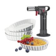 Zestaw do creme brulee Kuchenprofi Eco, 5 el., palnik + 4 porcelanowe miseczki