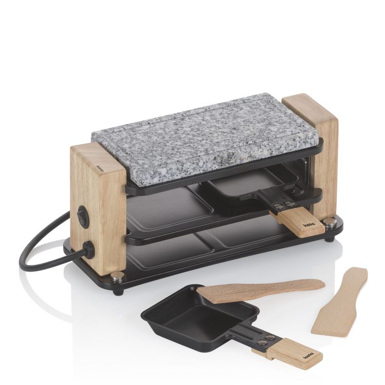 Raclette grill stołowy Kela Bedretto, dla 2 os., granit/stal/drewno, 27 x 11 x 13 cm