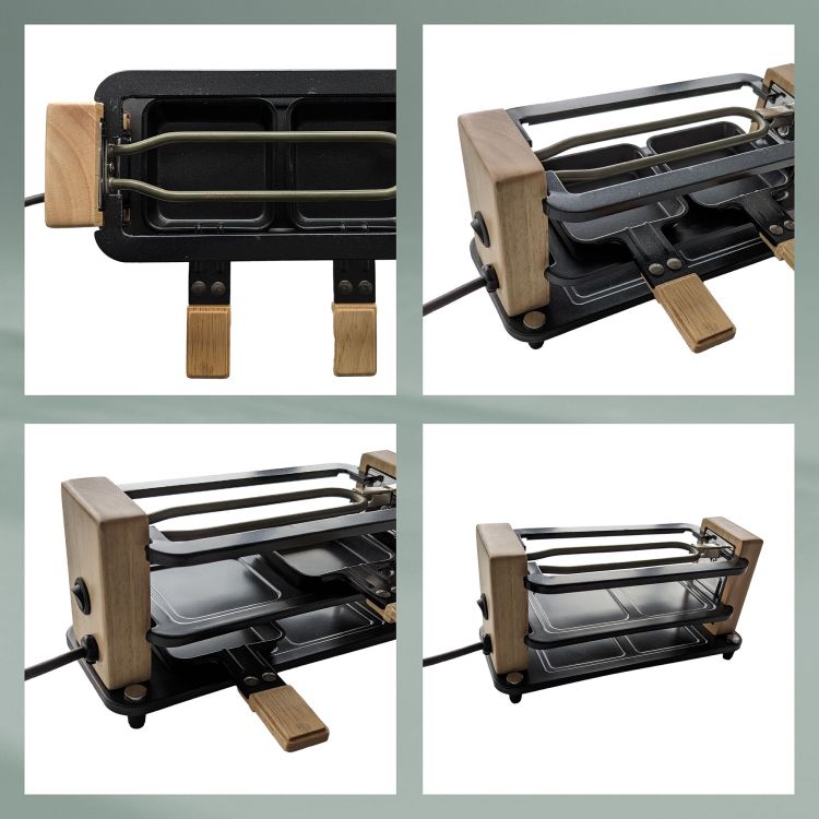 Raclette grill stołowy Kela Bedretto, dla 2 os., granit/stal/drewno, 27 x 11 x 13 cm
