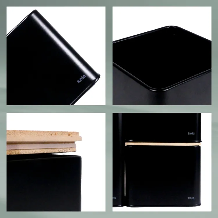 Pojemnik kuchenny Kela Kiril, metal/bambus, 0,8 l, 11,5 x 11,5 x 9,5 cm