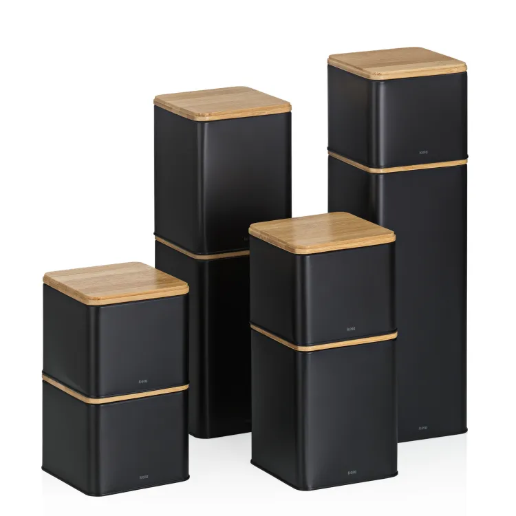 Pojemnik kuchenny Kela Kiril, metal/bambus, 0,8 l, 11,5 x 11,5 x 9,5 cm