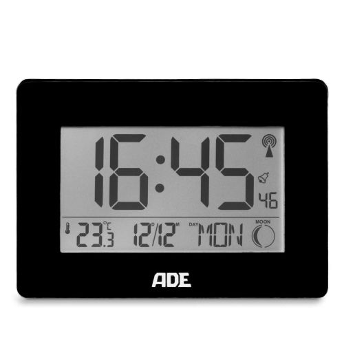 Zegar elektroniczny xxl, z termometrem i budzikiem ADE, 23 x 3 x 16 cm, czarny