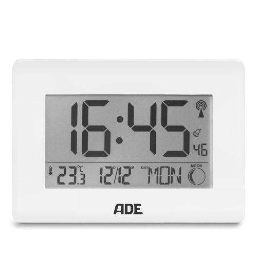 Zegar elektroniczny xxl, z termometrem i budzikiem ADE, 23 x 3 x 16 cm, biały