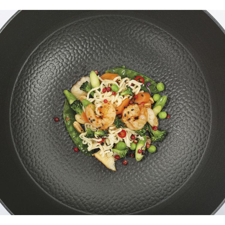 Wok żeliwny z powłoką nieprzywierającą Kuchenprofi Country, śred. 28 cm, czarny