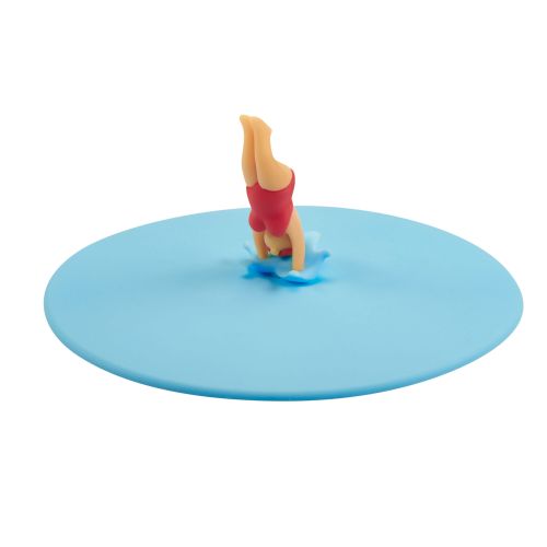 Pokrywka silikonowa z plażowiczem Lurch My Lid, monika pluck, śred. 10,5 cm, błękitna