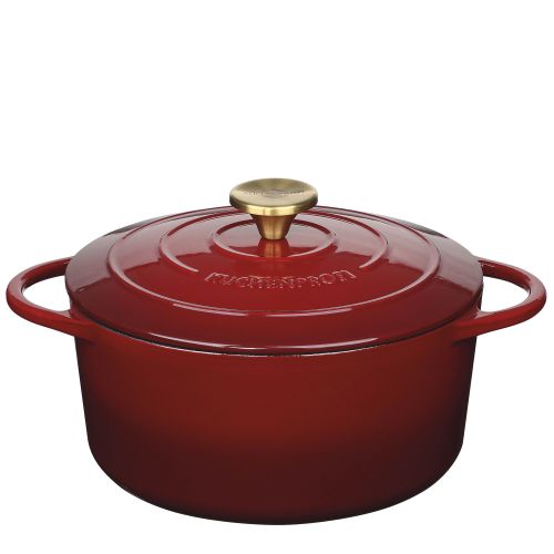 Garnek do zapiekania Kuchenprofi Provence, emaliowane żeliwo, 4,2 l, śred. 24 x 11,5 cm, ciemnoczerwony/mosiądzowy